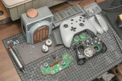 Technician repairing a game console